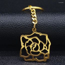 Keychains Fashion Rose Flower Stainless Steel Key Chains For Women Gold Color Jewelry Regalos Para Mujer K77626BS07