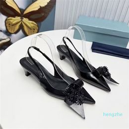 Moda feminina designer sapatos sandálias moda arco apontado flor decoração médio salto alto 5cm mostrar festa praia chinelos tamanho
