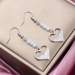 Dangle Earrings Korean Fashion Vintage Heart For Women Luxury Trending Products Lightness Romantic Hollowed Metal Zircon Girls Jewellery