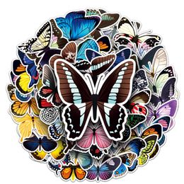 50 pcs Butterfly stickers animal insect Waterproof PVC decoration mobile phone car diary cartoon animal cute