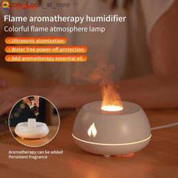 Humidifiers New Aroma Diffuser Air Diffuser Ultrasonic Cool Mist Maker Fogger Led Essential Oil Flame Lamp Difusor Air Humidifier Q230901