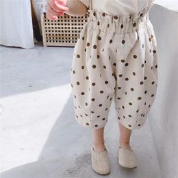 Trousers Summer Children's Baby Mosquito Pants Cotton Linen Dot Loose Harem Elastic Waist Cute Korean Style Clothes