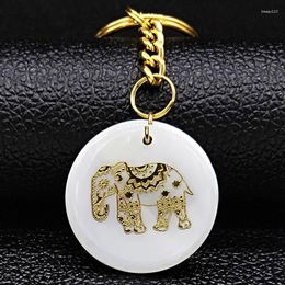 Keychains Fashion Elephant Stainless Steel Shell Keyring For Women Gold Colour Key Chains Jewellery Llaveros Para Mujer K77665S07