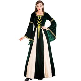 Elegant Court Princess Queen Costume With Vintage Style Dress for Halloween AST866680