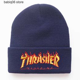 Beanie/Skull Caps Hat Beanies Fashion Flame Letter Embroidery Knitted Hat Men And Women Winter Hat Wool Hat Cold Hat T230731