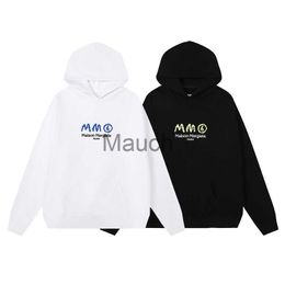 Men's Hoodies Sweatshirts Yellow Blue Embroidery Paris MM6 Margiela Hoodie Men Women B Quality Bla White Oversize Sweatshirts Four Point Stitch J230901