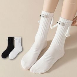 Women Socks Cute Eyes Magnet Couples Holding Hands Cotton Fashion Trend Versatile Men In Tube O201