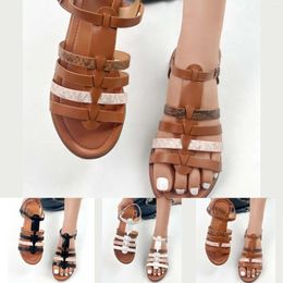 Sandals European And American Women's Soft Soled Summer Style 2023 Thick Roman Shoes Strap Retro Flat Beach