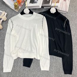 Womens Pullover Base Top Knitwear Hand Worn Rope Round Neck Thin Wool Long Sleeved Knitted T Shirt