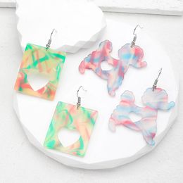Dangle Earrings 1 Pair Acrylic Colorful Heart Dog Drop Earring For Women Gift Trendy Artistic Cute Geometric Pendant Party Jewelry