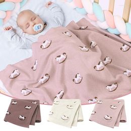 Blankets Born Baby Cartoon Animal Print Knitting Swaddling Blanket Infant Soft Quilt Bedding Items 100 80cm