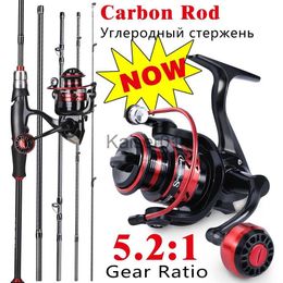 Rod Reel Combo Sougayilang Fishing Reel and Rod Set 1.8/2.1M 6-sections Fishing Rod and 5.2 1 Gear Ratio Fishing Reel Spinning Reel Kit x0901