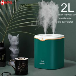 Humidifiers Air Humidifier Double Nozzle 2L Humidifiers Diffuser USB Aroma Diffuser With Coloful LED Light Ultrasonic Aromatherapy Diffuser Q230901