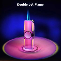 New Metal Fidget spinner Direct No Gas Windproof Lighter Creative Rotating LED Colour Lights Gift Box Smoking Accessories 0QQW