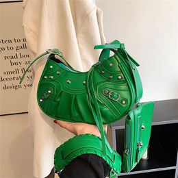 Rivet Heavy Industry Pleated Dumpling Bun 2023 New Personalized INS Fashion One Shoulder Underarm Feeling Trendy Crossbody Bag 60% Off Outlet Online