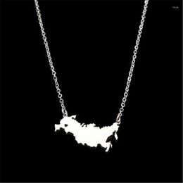 Pendant Necklaces Stainless Steel Russian Federation Necklace Russia Map For Women Geometric Heart Custom Jewelery Gift