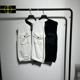 Men's Sweaters 2023 Cotton Cardigan Men Women Waist Patch Embroidery Casual Knitted Zip Sleeveless Knit Vest 230831