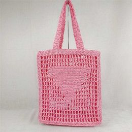 New Spring and Summer Same Paper Rope Straw Tote Style One Shoulder Portable INS Hollow Letter Woven Women's Bag 55% Off Factory Online