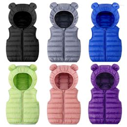 Down Coat Kids Sleeveless Jacket Fall Winter Warm Ultra Light Hooded Cotton Padded Toddler Girls Boy Waistcoat Outerwear Clothes