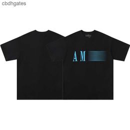 Print Short Mens Fashion T-shirt Designer Clothes High Round Version Summer t shirt Neck Amiirii Sleeved Letter Fluid Men's Splashed Ink Trend Kq7g