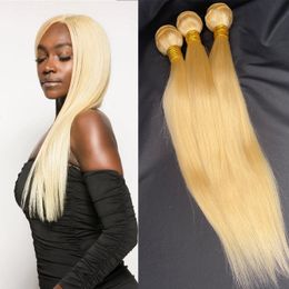 Brazilian Peruvian Malaysian Indian Hair 613 Blonde Silky Straight Wavy Hair Extensions 3 Bundles Top Quality 100% Raw Virgin Human Hair Weaves