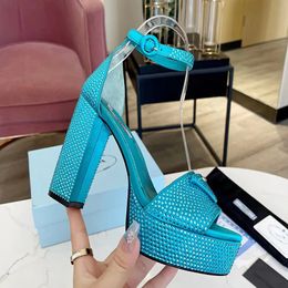 2023 new pattern sandals Womens Dress Shoes High Heeled Women Sandal Platform pumps Classic Triangle Buckle Embellished women's Luxury Designers shoes