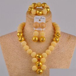 Jewelry Settings Beige Simated Pearl Gold African Set Nigerian Beads Costume Necklace Fzz30-06 201 Drop Delivery Dhfft