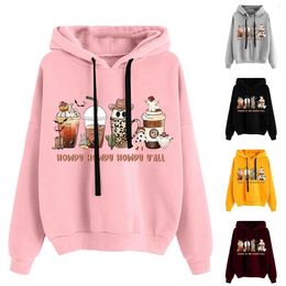 Women's Hoodies Womens Hooded Sweatshirts Ladies Round Neck Long Sleeve Halloween Print Solid Colour Lightweight Sweatshirt Women