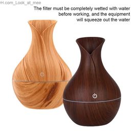 Humidifiers Household Vase Shape Aromatherapy Humidifier Ultrasonic Wood Grain Vehicle-mounted Nebulizer Water Atomizer Home Q230901