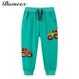 Trousers Bumeex Boys Cartoon Embroidery Sweatpants Cotton Jogging Trouser Fall Toddler Baby Boy Elastic Pants 27 Years Old 230831