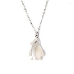 Pendant Necklaces CZ Penguin Necklace Women Cute Cartoon Shape Mother Of Shell Natural White Freshwater Pearls Choker Vintage Jewellery Gift