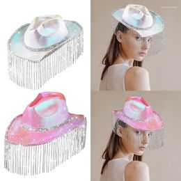 Berets Kerchief And Cowboy Hat Western Cowgirl For Women Girl Po Props Shimmering Hats Party