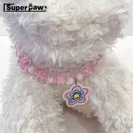 Dog Collars Designer Pet Pink Flower Pendant Necklace Jewelled Collar For Small Medium Dogs Chihuahua Yorkie Cat Accessories HTL16