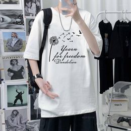 Men's T Shirts Simple Manga Dandelion Shirt Slogan Casual Loose Tee Tops Summer Men Unisex Short Sleeve Comfortable Soft T-shirts Clothes