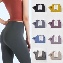 2024 Lu Mulheres Cor Sólida Calças de Yoga Cintura Alta Alinhamento Esportes Conjunto de Fitness Calças Justas Elásticas Fitness Mulheres Esportes ao Ar Livre Yoga Leggings Calças Justas