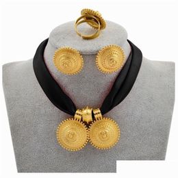 Jewelry Settings Anniyo Diy Rope Chain Ethiopian Set Gold Color Eritrea Ethnic Style Habesha Pendant Earrings Ring 217106 201 Drop Del Dhx69