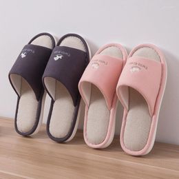Slippers Linen Women's Indoor Non-slip Men's Spring And Summer Cotton Home Printing Lovers Four Seasons YK