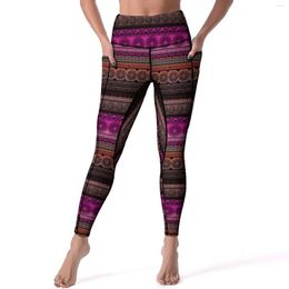 Women's Leggings Cute Tribal Print Yoga Pants Sexy Pink Brown Graphic Push Up Fitness Leggins Lady Sweet Stretch Sport Legging