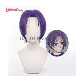 Cosplay Wigs Lemail wig Synthetic Hair Anime BLUE LOCK Reo Mikage Cosplay Wigs Purple 30cm Short and Updos Cosplay Hair Heat Resistant Wig x0901