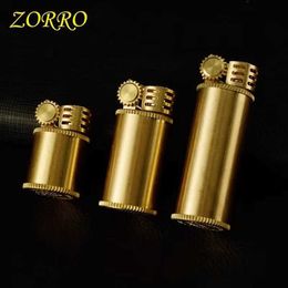 ZORRO Kerosene Lighter Brass Retro Small Creative Mini Medium Length Portable Igniter Smoking Accessories Gadgets For Men 169U