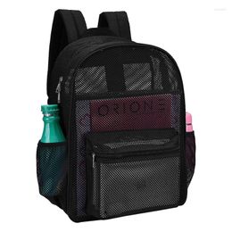 Backpack Style Fashion Women Transparent Heavy Duty Mesh For Boys And Girls Light Weight Rucksack Travel Black Shoulder Bag