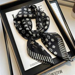 chiffon scarf Silk Scarfs Head Scarf Designer Character Letter Animal Print Dot Neckerchiefs Designer Women Lightweight Square Medium Headband Shawl black