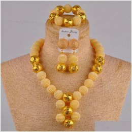 Settings Jewelry Settings Beige Simated Pearl Gold African Set Nigerian Beads Costume Necklace Fzz3006 201 Drop Delivery Dhfft