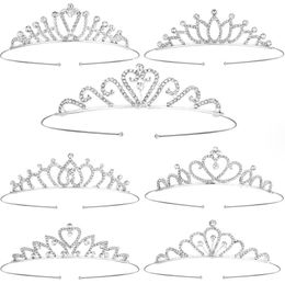 Kristall Tiara Kronen Prinzessin Silber Strass Stirnband Frauen Mädchen Elegante Haarschmuck Geburtstag Party Hochzeit Abschlussball Urlaub Glänzende Kopfbedeckungen