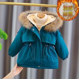 Jackets 2023 Winter Warm Baby Boys Plus Cotton Jacket Hooded Coat Children Outerwear Clothing 2-8Y Kids Parka Padded Snowsuit