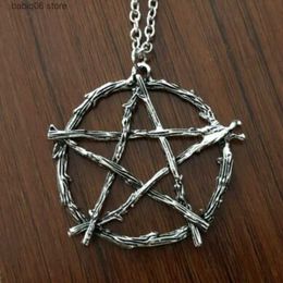 Pendant Necklaces Hot Branch Pentagram Punk Gothic Jewellery Witchcraft Amulet Occult Wiccan Jewellery Pendant Necklace T230907