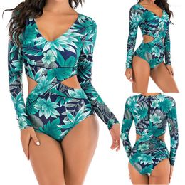 Women's Swimwear Suit Print Diving Leaves Beach V-neck Fashion Women Tropical Set Surfing Swimwears Tankinis