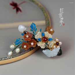 Hair Clips Red Makeup Box Original Flower Butterfly Ling National Style Point Cui Duobao Hairpin Retro Jadeite Accessories