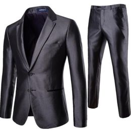 Mens Dress Suits With Pants 2 Pieces Formalwear For Wedding Good Quality Men Slim Black Suits Blazer Jackets Size 2XL #07011226H