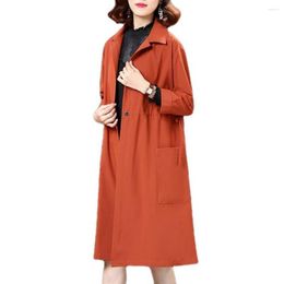 Women's Trench Coats Women Outerwear Cardigan Jacket Stylish Knee-length Coat Fall/winter Fashion With Turn-down Collar Single